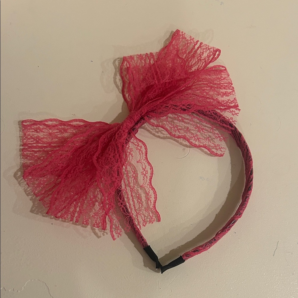 Red Lace Bow Headband
